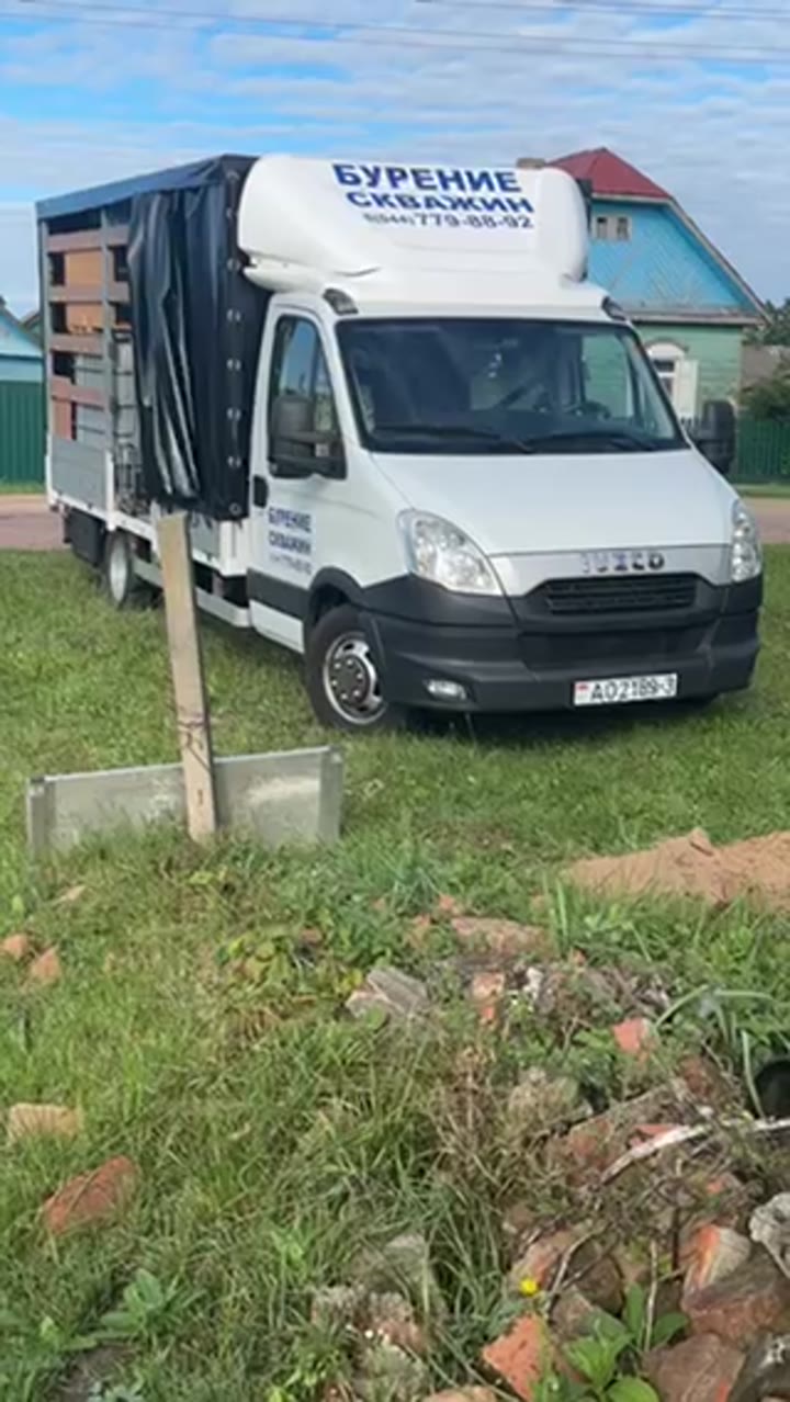 Заезд техники на объект — грузовик Iveco Daily и установка